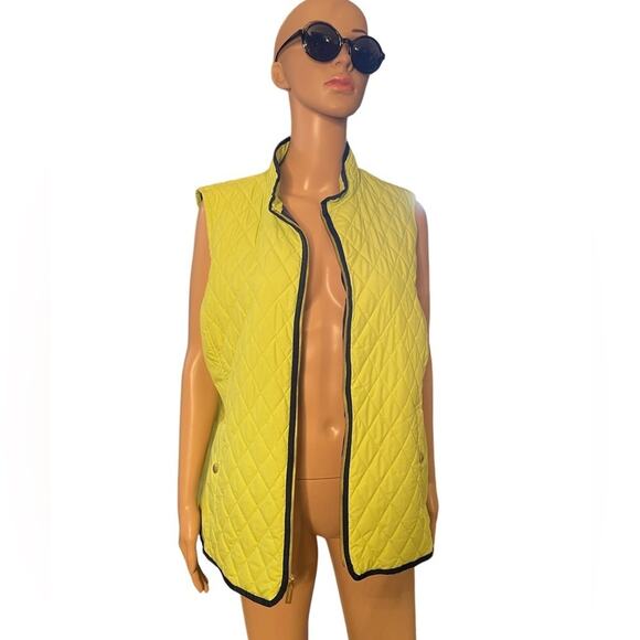 Lands End lime green sleeveless quilted zip up vest size XL - Picture 1 of 12